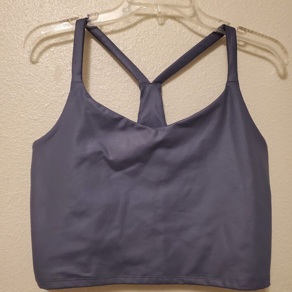 Abercrombie & Fitch Sheen V-neck Racer Back Tank Lined Gray Womens Size M